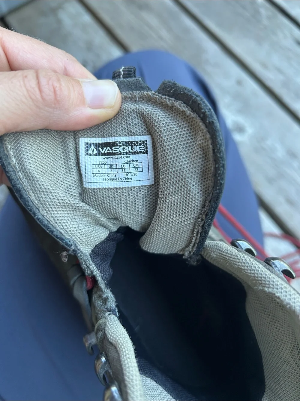 Vasque size 4 kids Hiking Boots with Red Laces